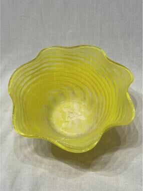 Yellow  blown glass junk bowl by Glass Eye Studio